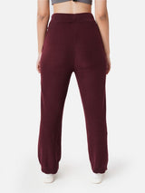 Women's Red Solid Sports High Rise Pant
