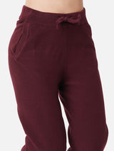 Women's Red Solid Sports High Rise Pant