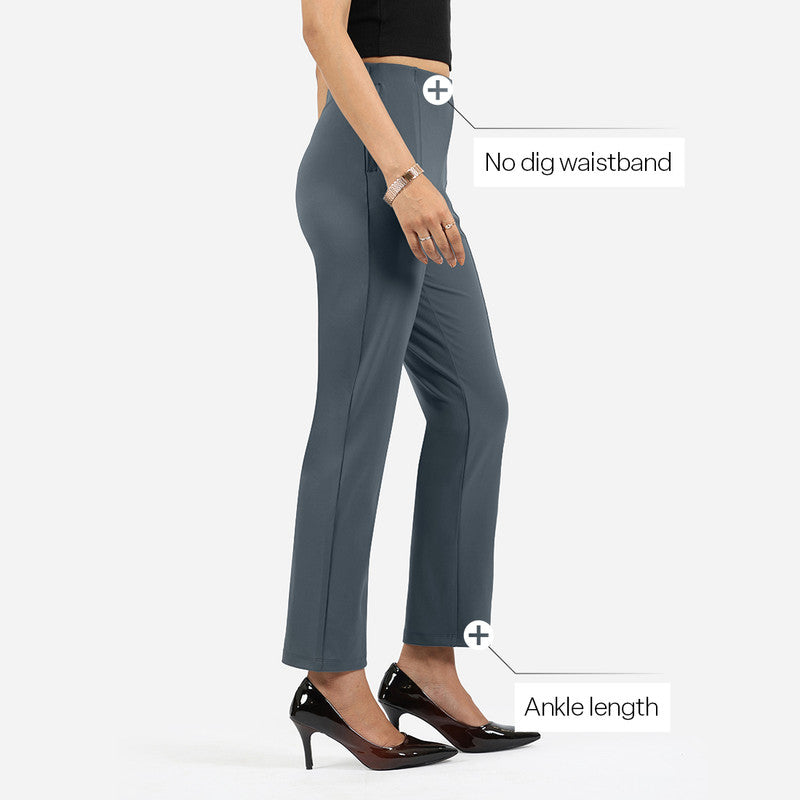 Women's Gray Casual Solid Pant