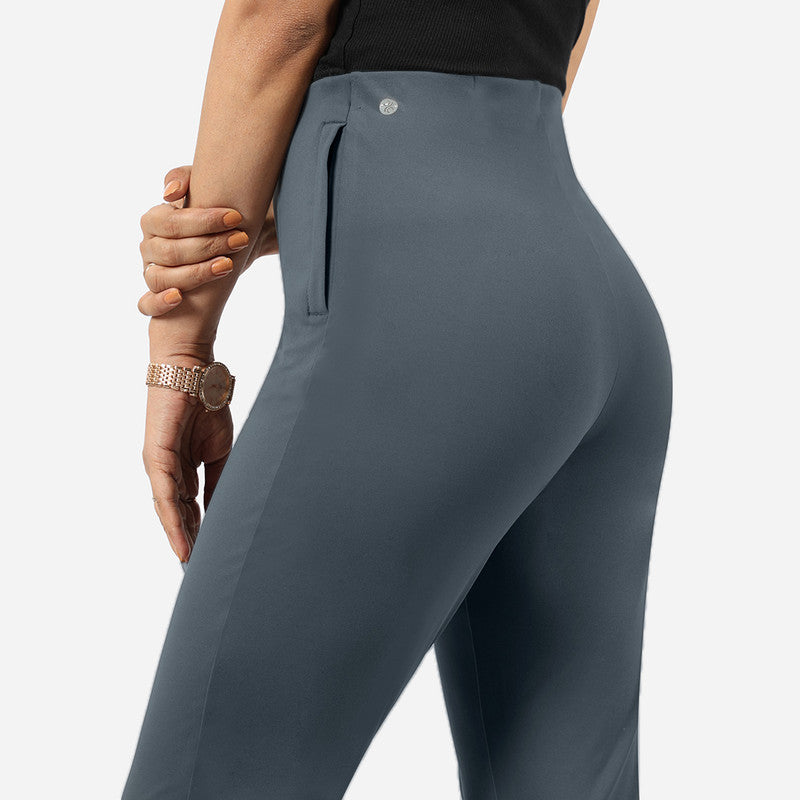 Women's Gray Casual Solid Pant