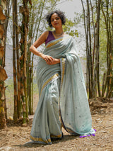 Women's Green Slub Saree