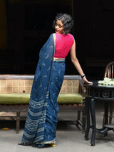 Women's Blue Cotton Viscose Saree