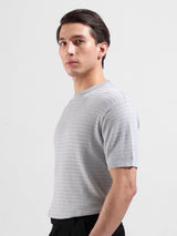 Men's Grey Casual Slim Fit Solid Half Sleeves Tshirt