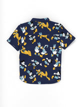 Boys Navy Casual Printed Oversized Fit Shirt