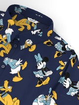 Boys Navy Casual Printed Oversized Fit Shirt