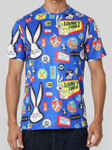 Men's Slim Fit Looney Tunes Printed Round Neck Tshirt