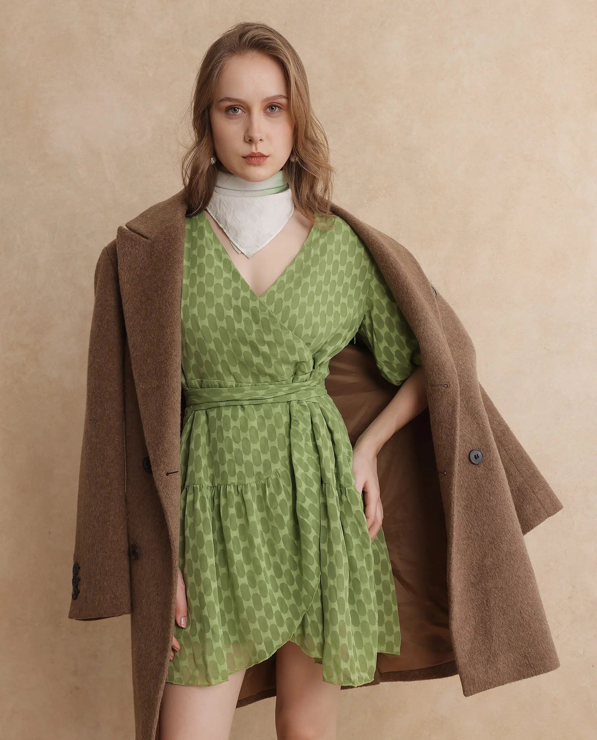 Women's Green Half Sleeves Dress