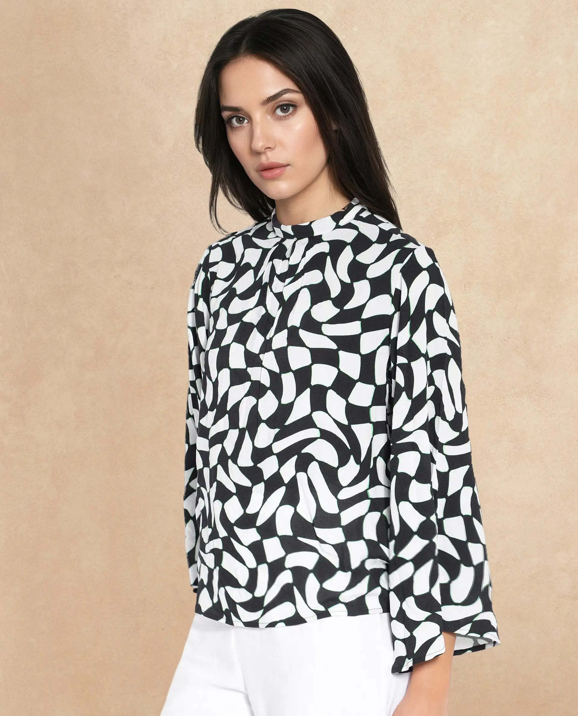 Women's Black Casual Full Sleeves Top