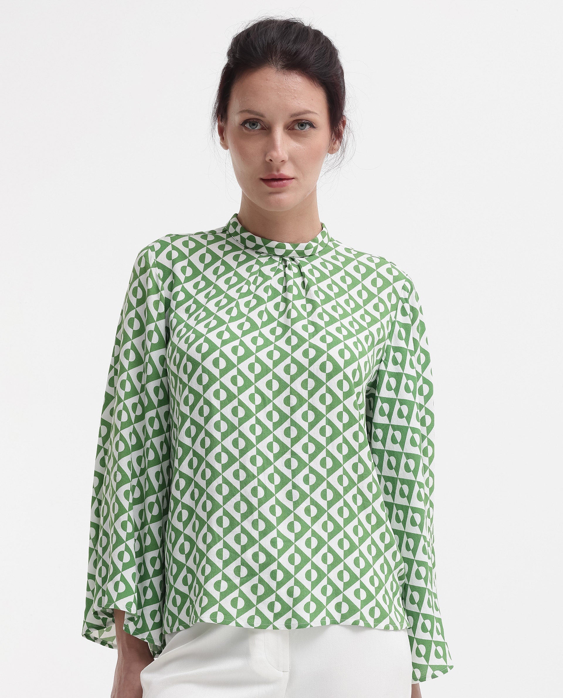 Women's Green Casual Full Sleeves Top