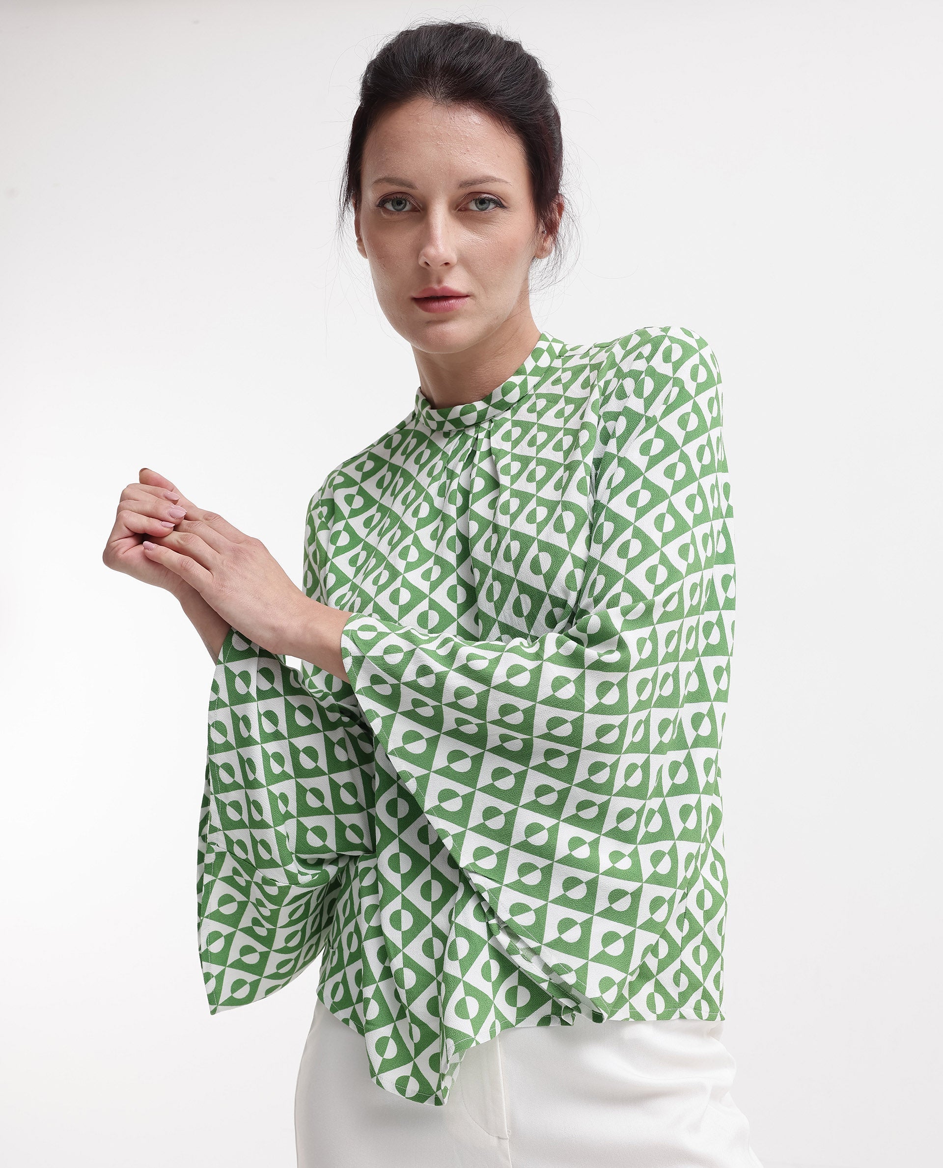 Women's Green Casual Full Sleeves Top