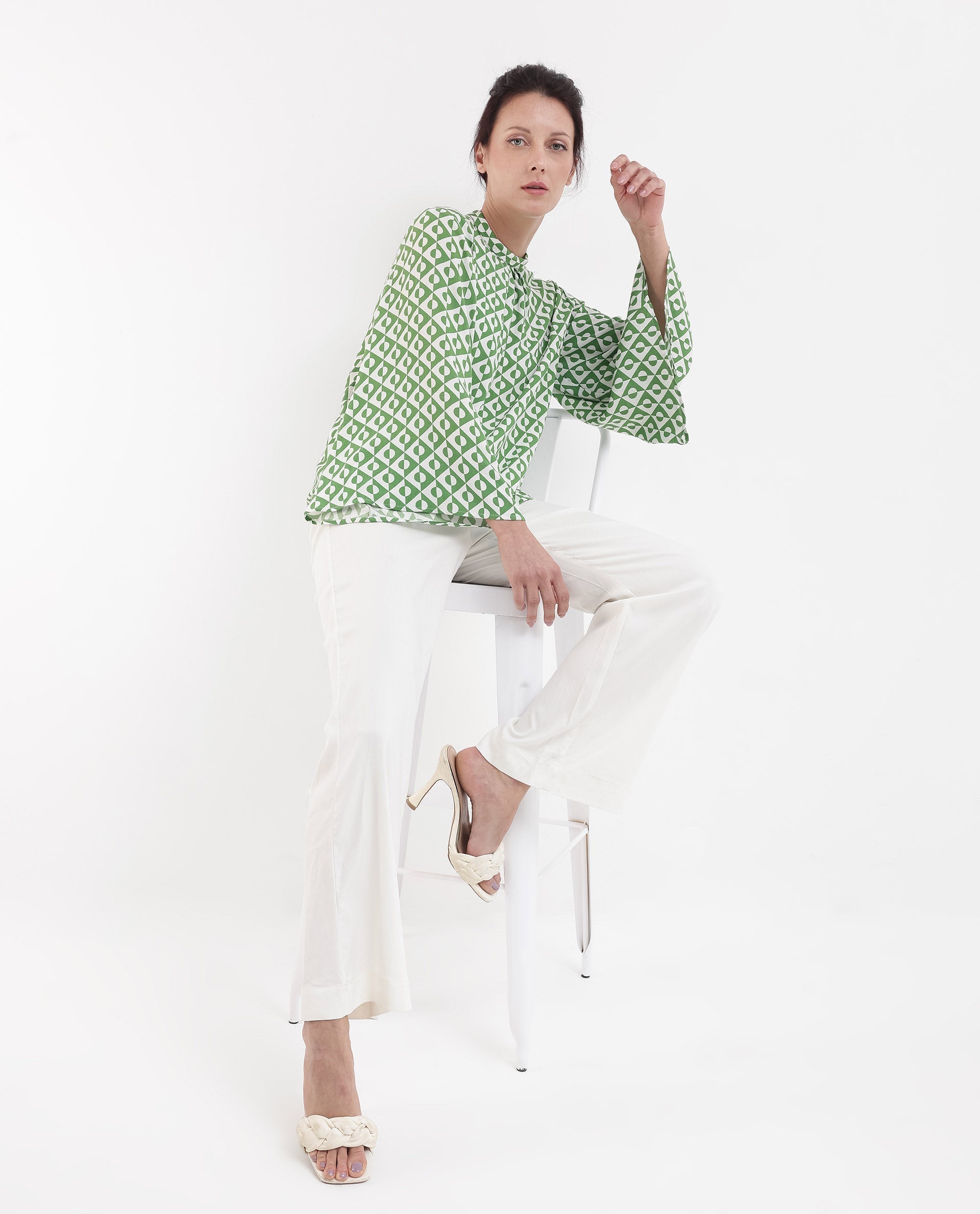 Women's Green Casual Full Sleeves Top