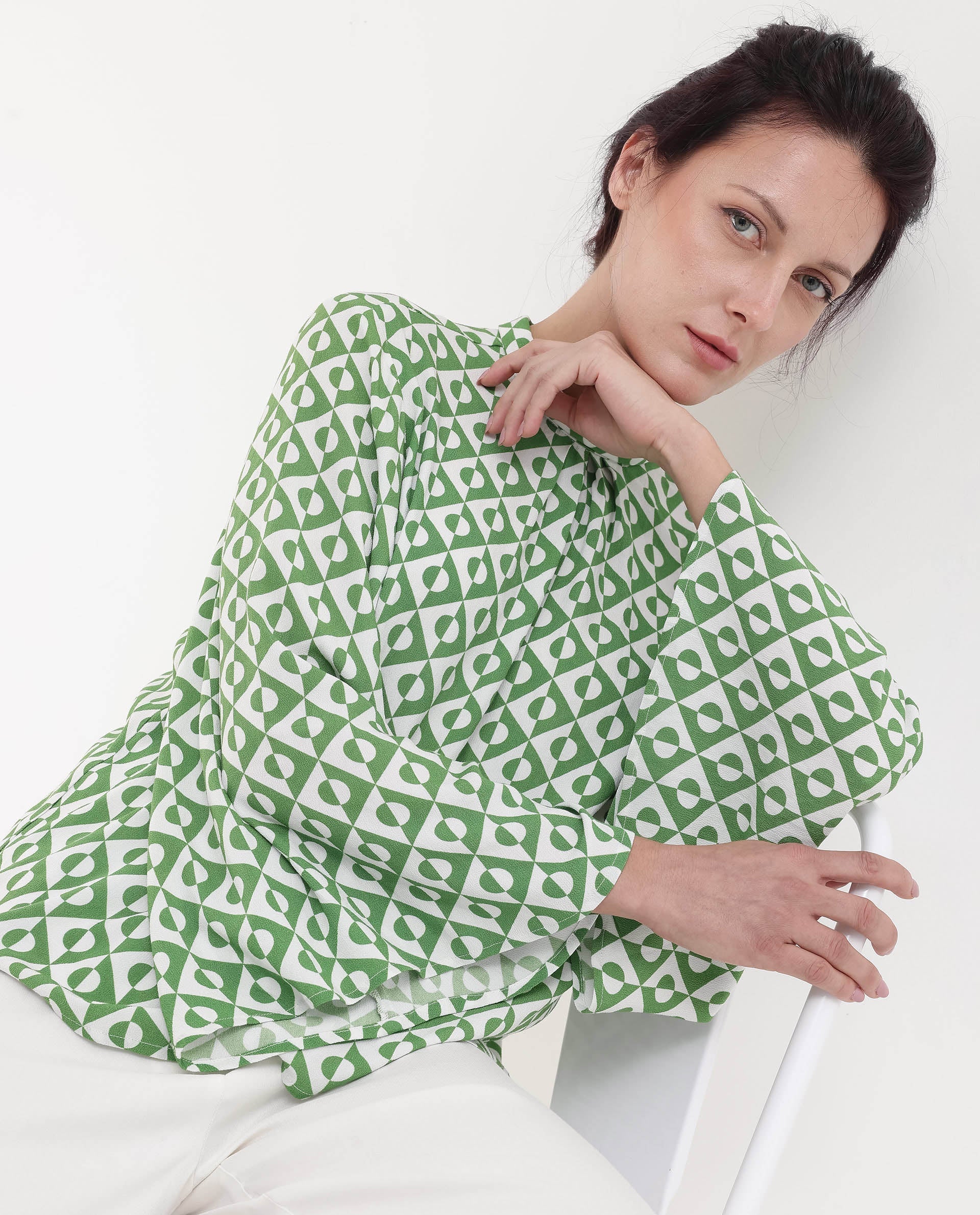Women's Green Casual Full Sleeves Top