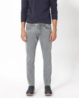 Men's Grey Casual Slim Fit Solid Jeans