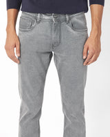 Men's Grey Casual Slim Fit Solid Jeans