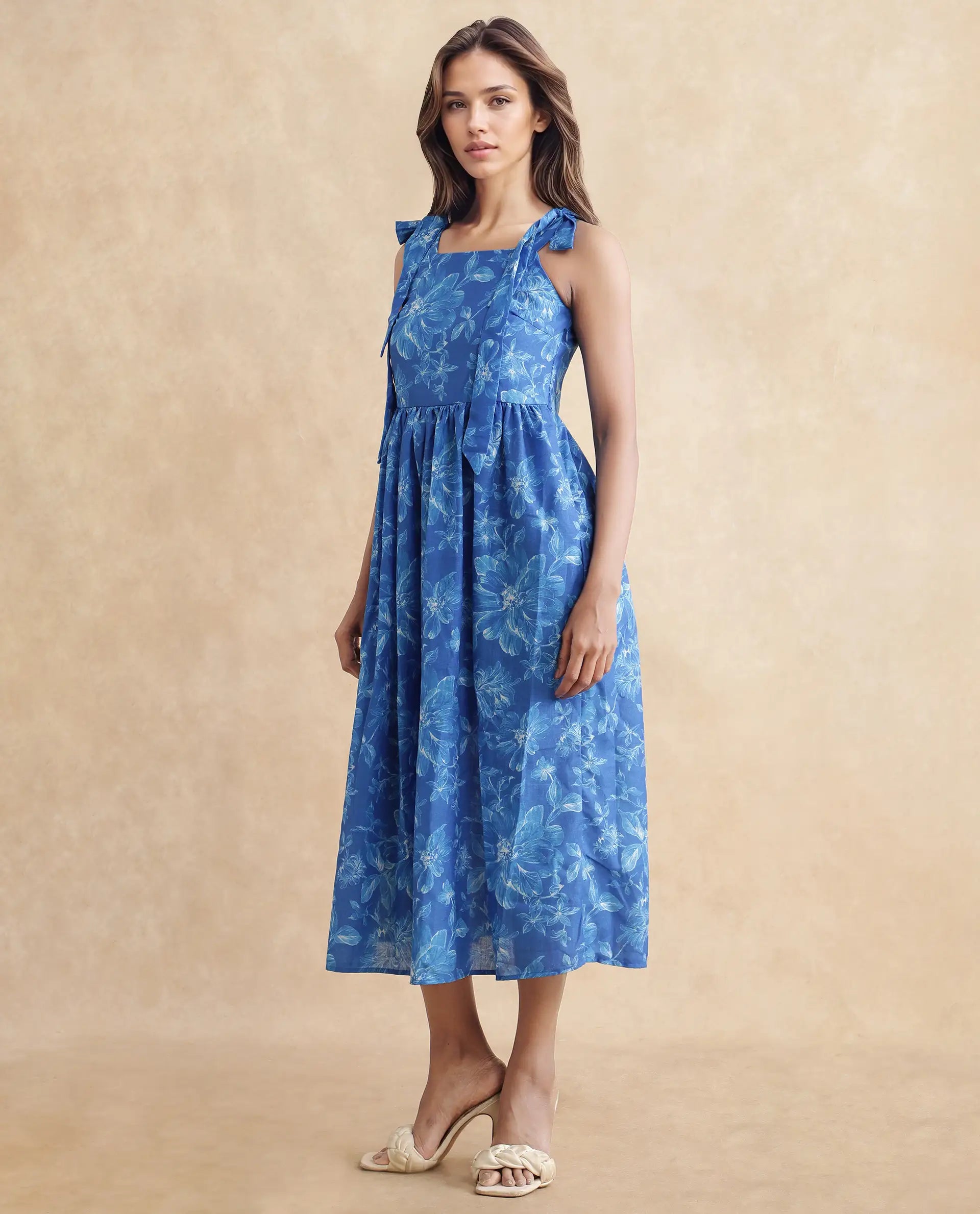 Women's Blue Casual Sleeveless Dress