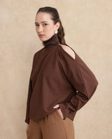 Women's Brown Casual Full Sleeves Top