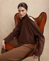 Women's Brown Casual Full Sleeves Top