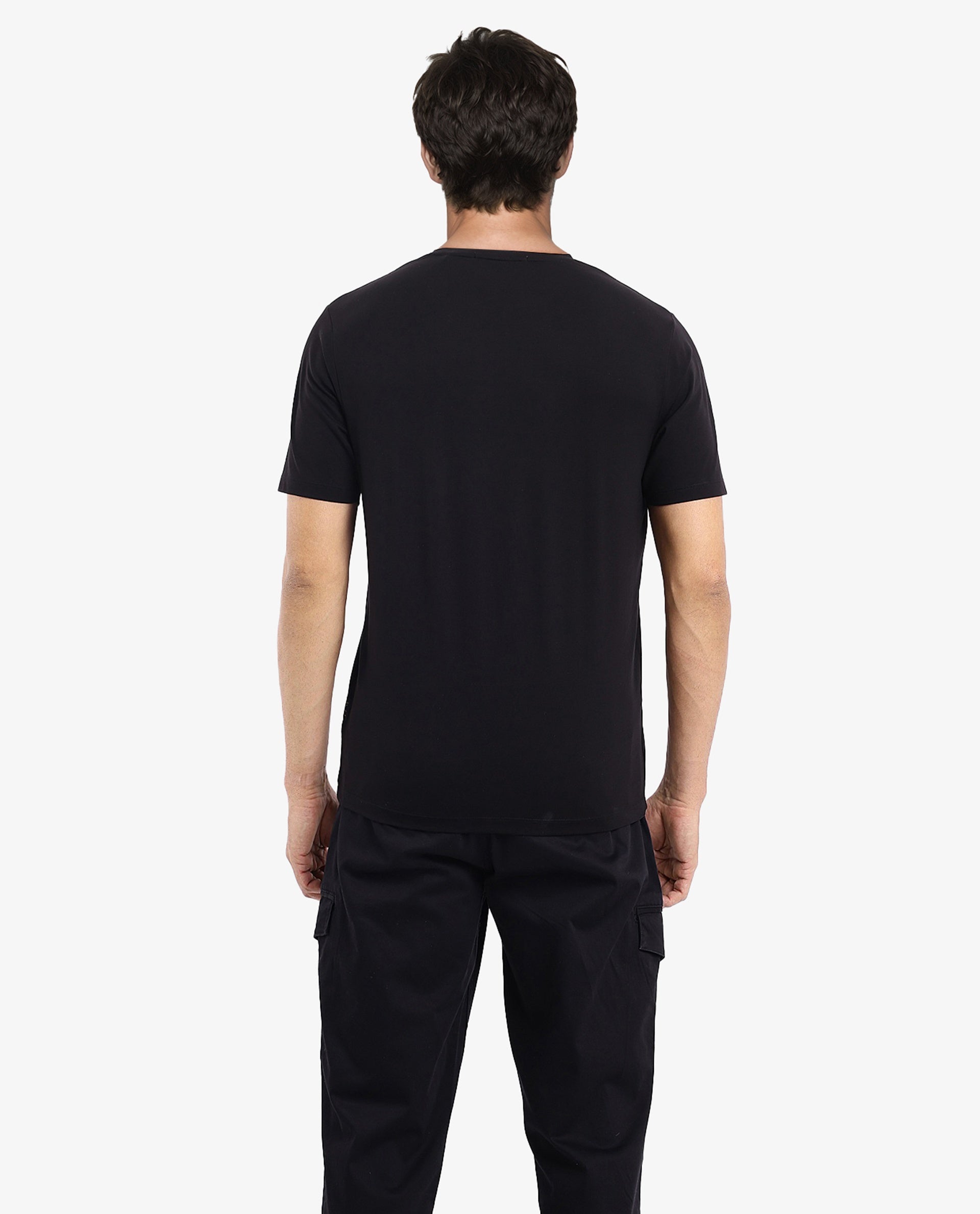 Men's Black Casual Regular Fit Printed Half Sleeves Tshirt