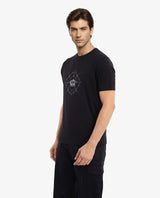Men's Black Casual Regular Fit Printed Half Sleeves Tshirt