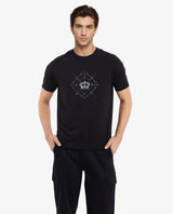 Men's Black Casual Regular Fit Printed Half Sleeves Tshirt