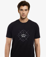 Men's Black Casual Regular Fit Printed Half Sleeves Tshirt