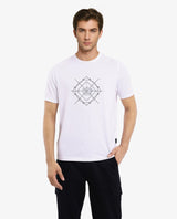 Men's White Casual Regular Fit Printed Half Sleeves Tshirt