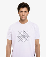 Men's White Casual Regular Fit Printed Half Sleeves Tshirt