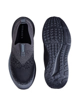 Men's Grey and Black Blend Knit Slip-On Lightweight & Slip-Resistant Walking Sneakers