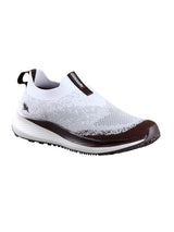Men's White and Brown Blend Knit Slip-On Lightweight & Slip-Resistant Walking Sneakers