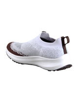 Men's White and Brown Blend Knit Slip-On Lightweight & Slip-Resistant Walking Sneakers