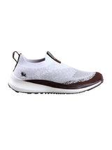 Men's White and Brown Blend Knit Slip-On Lightweight & Slip-Resistant Walking Sneakers