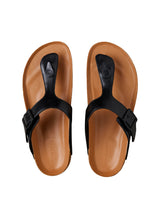 Men's Black and Tan Cork Thong Sandals