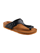 Men's Black and Tan Cork Thong Sandals