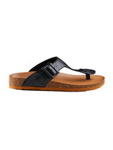 Men's Black and Tan Cork Thong Sandals