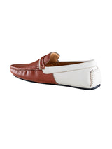 Men's Tan and White Color Block Loafers