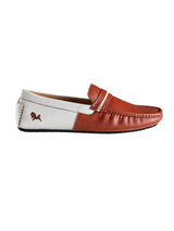 Men's Tan and White Color Block Loafers