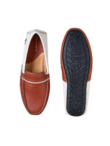 Men's Tan and White Color Block Loafers