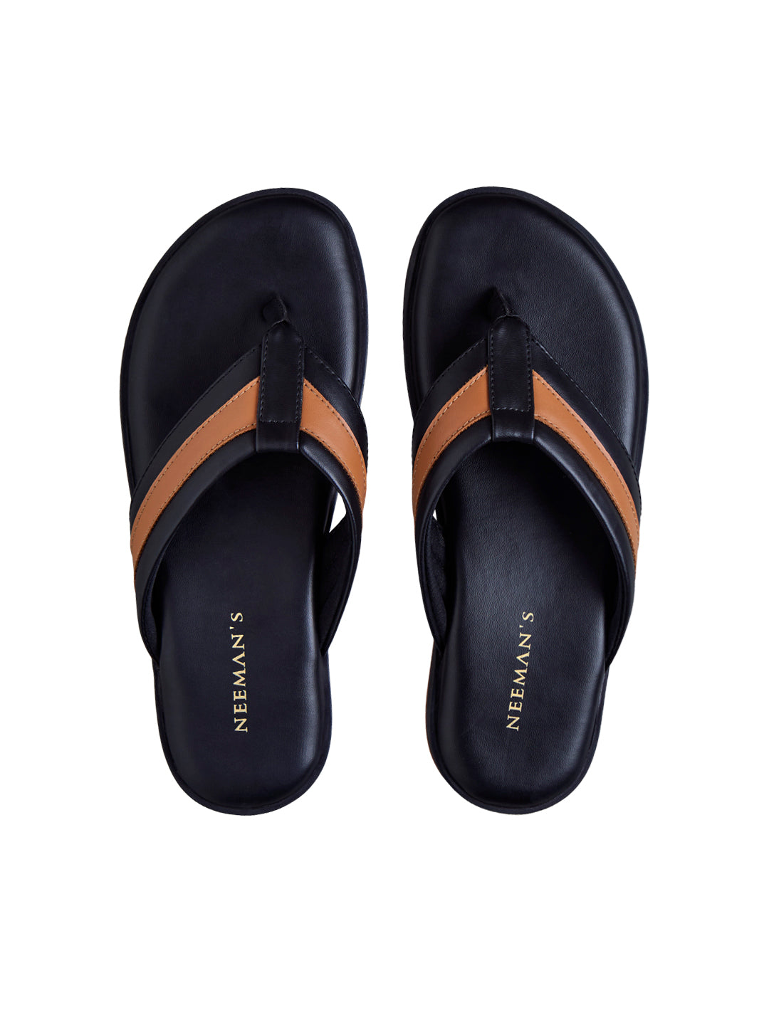 Men's Black and Tan Indo-Western Flip-Flops