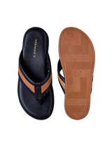 Men's Black and Tan Indo-Western Flip-Flops
