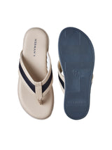 Men's Ivory and Grey Indo-Western Flip-Flops