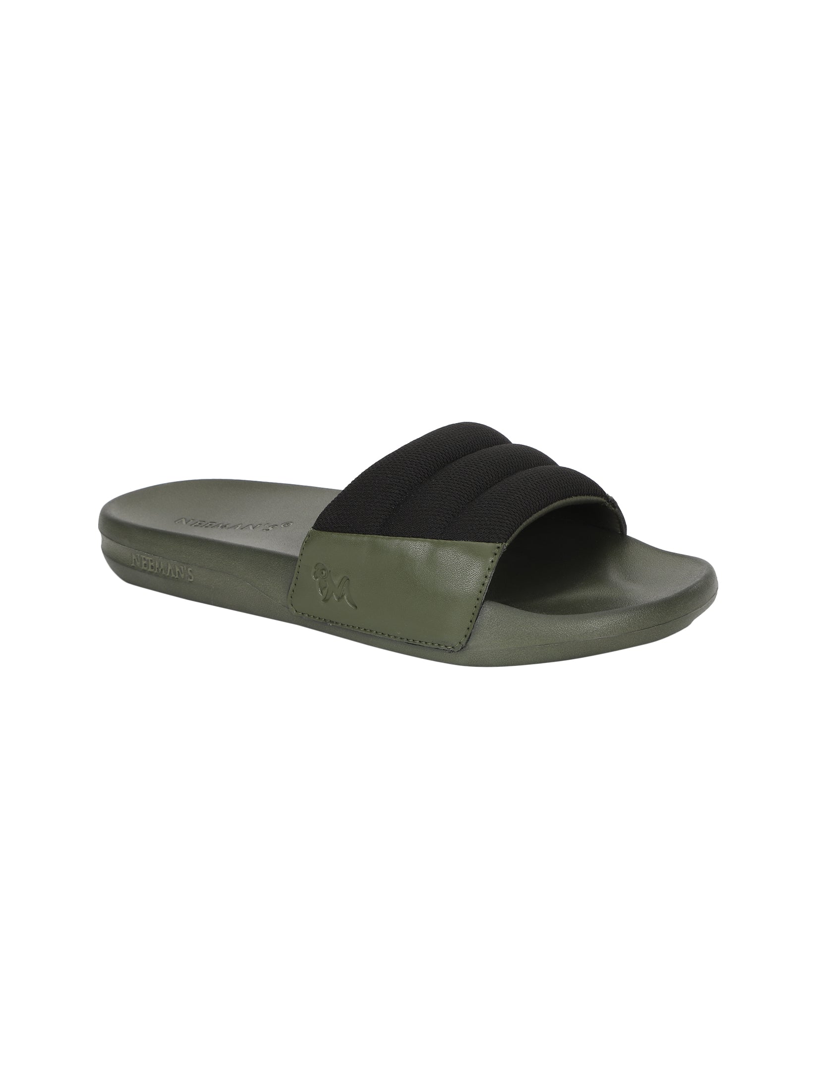 Men's Black and Olive Squooshy Slides