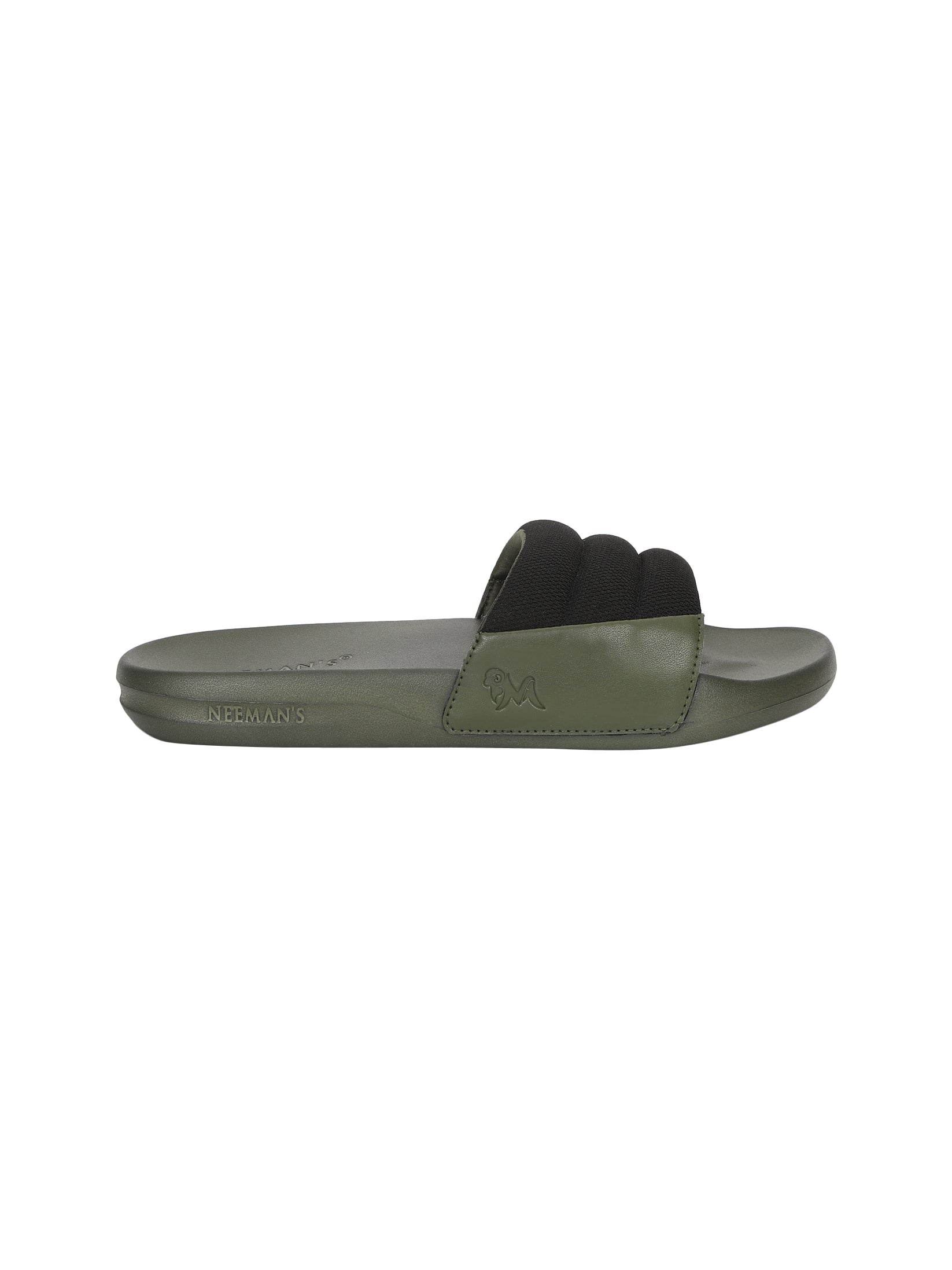 Men's Black and Olive Squooshy Slides