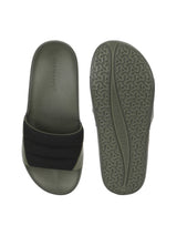 Men's Black and Olive Squooshy Slides