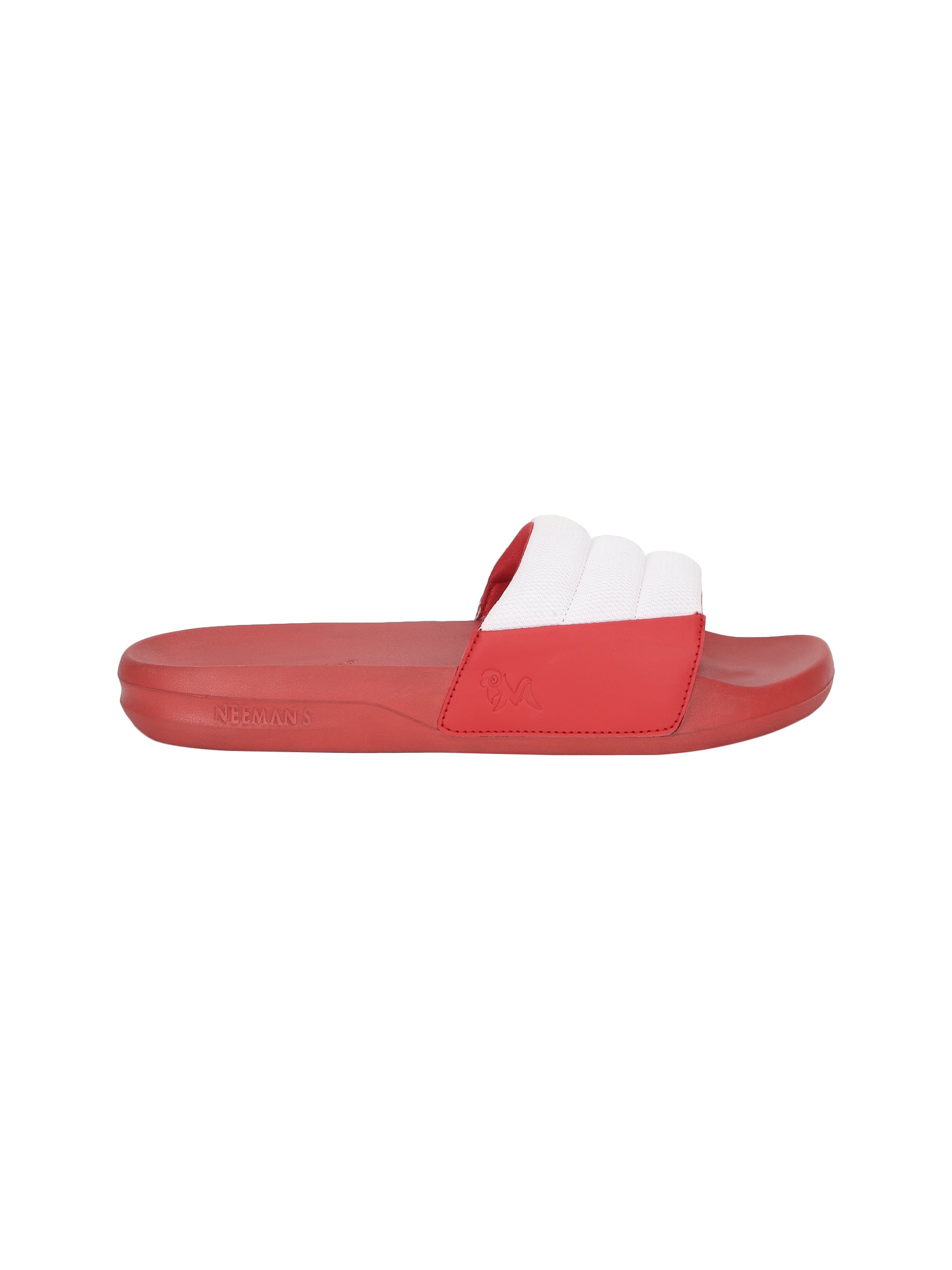 Men's White and Red Squooshy Slides