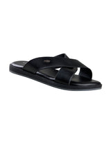 Men's Black  Minimals Cross Strap Casual Sandals