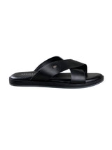 Men's Black  Minimals Cross Strap Casual Sandals