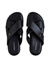 Men's Black  Minimals Cross Strap Casual Sandals