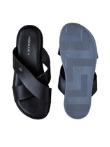 Men's Black  Minimals Cross Strap Casual Sandals