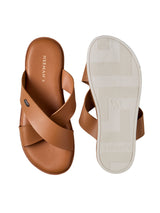 Men's Tan  Minimals Cross Strap Casual Sandals