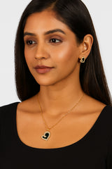 Women's Black Casual Pendants & Earring Set